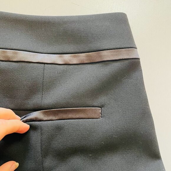 Ann Tyalor LOFT Pant Trouser Tuxedo Satin Black Marisa Ankle Zipper Evening - Picture 4 of 8